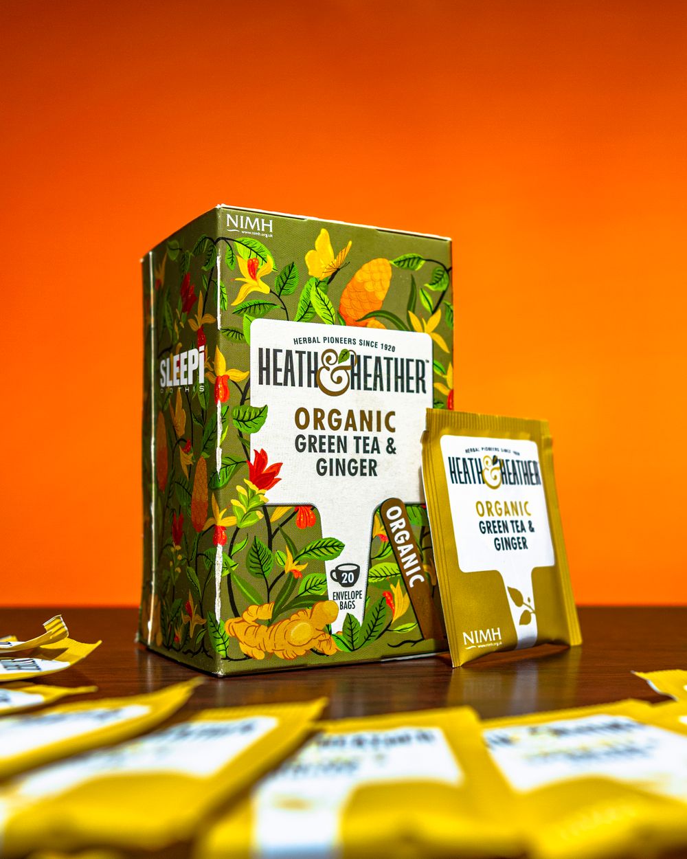 Tea packaging with English product text